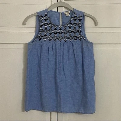 Regata J Crew tamanho 00 bordada diamante algodão linho - Imagem 1 de 4