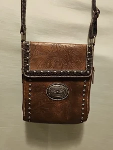 Verdeckte Tragetasche Leder Umhängetasche Handtasche Distress Braun Western Neu ohne Etikett - Bild 1 von 6