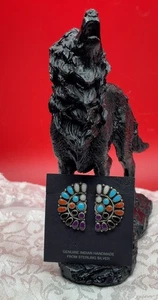Navajo Betty Begay Multi Edelstein Nadelspitze Sterlingsilber Ohrringe durchbohrt - Bild 1 von 5