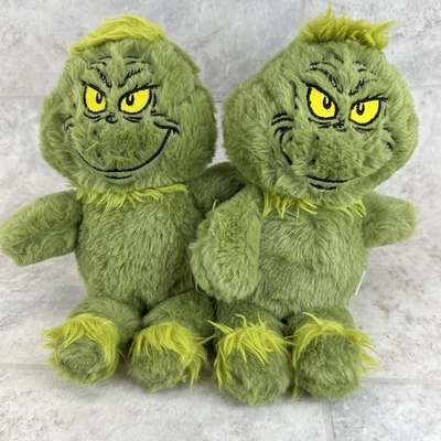 G.MASEN GROUP 2 Pack! Grinch Holiday 10” Plush Dog Toy Dr. Seuss Christmas Green Squeaky