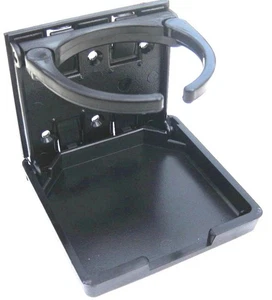 ADJUSTABLE FOLDING DRINK HOLDER BLACK, CAR, BOAT, OTHER, W 4 SS SCREWS - Picture 1 of 5