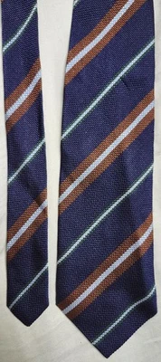 Corbatas Bally 100% Seda Azul y Marrón Diseño Rayas Hechas en Italia Foto 1 de 4