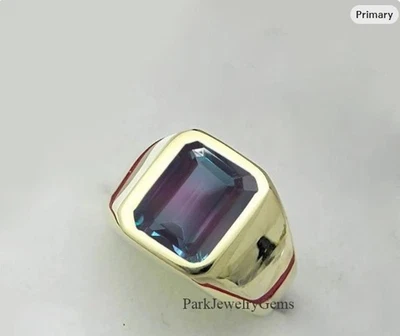 Alexandrite Gemstone Ring Sterling Silver Ring For Men Gift Promise Day Ring - Image 1 of 4