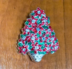 Broche/Pin colgante de árbol de Navidad de plata firmado MEJOR Estate - Imagen 1 de 9