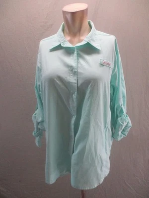 Columbia Size XL Womens Green Lined Activewear Outdoor Logo Button Up Shirt 074 - Imagem 1 de 4