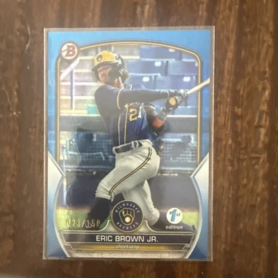 Eric Brown Jr 2023 Bowman 1st Edition Blue Foil 23/150 Brewers #BPPF-41 - Image 1 of 2