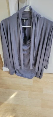 NWT Cable & Gauge Women's Gray Open Front Cardigan w/blouse attached 3X,GLITTER - Image 1 of 4