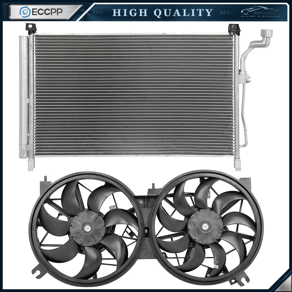 Electric AC Condenser Cooling Fan Kit For 15 2016 2017 2018 2019 Nissan Murano - Image 1 of 4