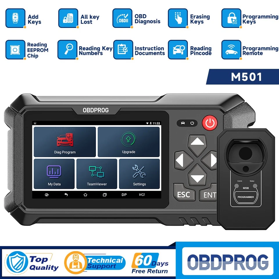 OBDPROG Smart Key Remote IMMO Car Key Programming Immobilizer Tool OBD2 Scanner - Image 1 of 4