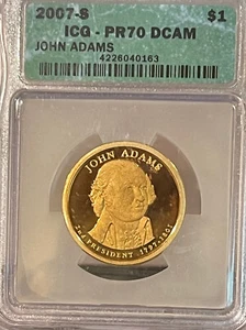 2007-S JOHN ADAMS PRESIDENTIAL DOLLAR PR70DCAM ICG #163 - Picture 1 of 2