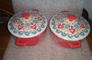Pioneer Woman Mini Casserole Red Dish 14.4 oz Set of 2 - Picture 1 of 4