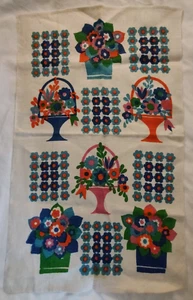 Blue & Red Flowers Linen Towel 27" X 16" - Picture 1 of 3