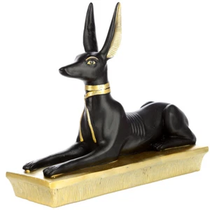 Decorative Egyptian Anubis Jackal Statue Gold and Black Ornament Figurine 21cm - Picture 1 of 4