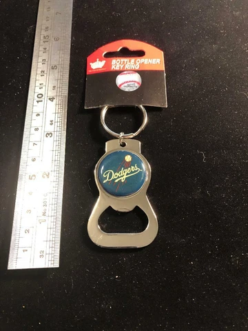 NEW Los Angeles Dodgers Bottle Opener Key Ring Blue / Logo  MLB - Chrome Finish Cover
