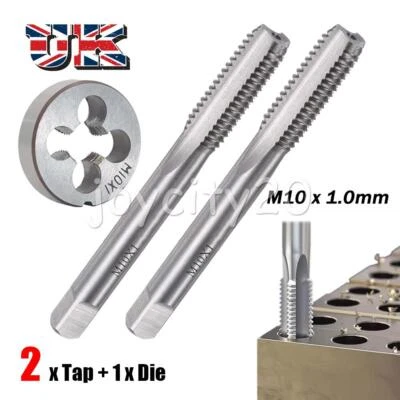 INFINITEWORLD17 M10 x 1.0 mm Metric Tap and Die Set HSS Machine Thread Tap / Round Die 3 PCS New