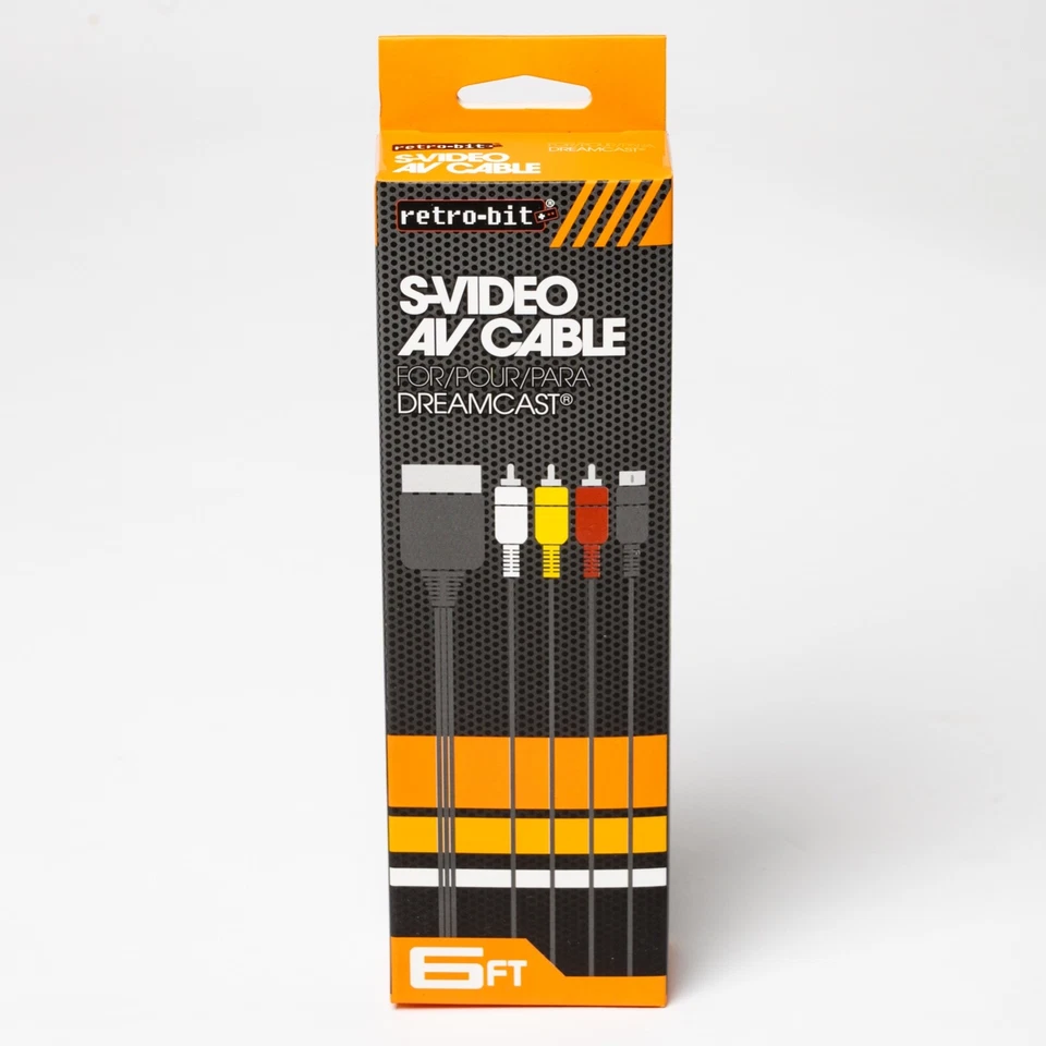 SEGA Dreamcast RetroBit 4 Pin Mini-DIN S-Video & Composite AV 6' Foot Cable for - Image 1 of 4