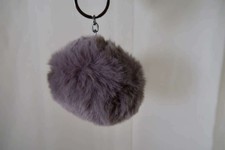 GREY POM POM FURBALL KEYCHAIN