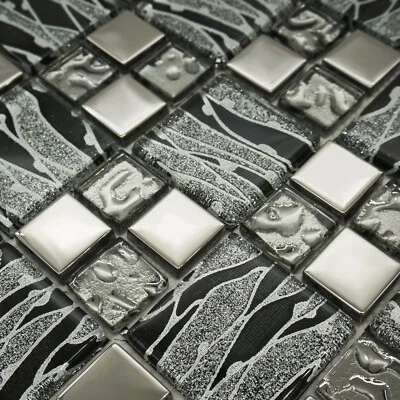 Mosaic Tiles Sheet Fashion Glitter Mix Squares Walls Floors Bathrooms Kitchens - Image 1 of 4