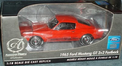ERTL AUTHENTICS 1965 FORD MUSTANG FASTBACK 2+2 POPPY RED 1/18 BOX NEVER OPENED - Image 1 of 4