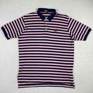 Polo Ralph Lauren Shirt Mens Large Pink Blue Vintage Crest Golf Workwear Office - Picture 1 of 12