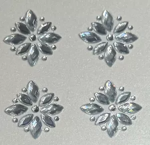 8 x 25mm Clear Cluster Petal Flower Rhinestone Diamante Stick on Adhesive GEMS - Picture 1 of 1
