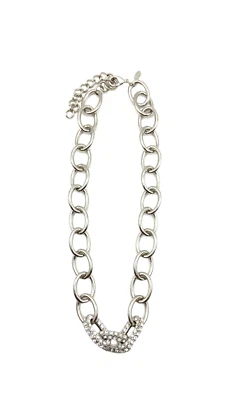 Collar Kenneth J Lane Tono Plata Cristal Pavé’ Grueso Estrás KJL Ovalado Foto 1 de 4