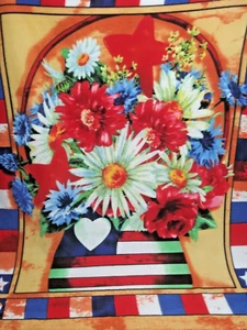 NEW Throw Blanket Floral Patriotic 48" x63" Soft fleece Multicolor Vibrant - Picture 1 of 7