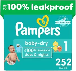 Pampers Baby Dry Diapers Absorbent Disposable Diapers all sizes - Picture 1 of 6