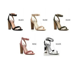 New Womens Open Toe Wrap Ankle Strap Wood Like Chunky High Heel Pump Sandal Shoe - Picture 1 of 25