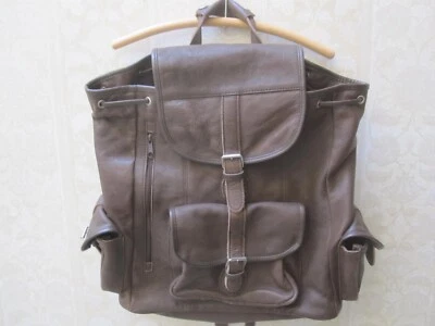 😊 MOCHILA MOCHILA 100% CUERO MARRÓN GUIJARRO BOLSO CUBO CORDÓN ST135 3PT8 Foto 1 de 4