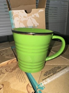 Starbucks Coffee Cup Mug 2007 Green Gold Ribbed 14 Fl oz Tea Mug Coffee Cup New - Picture 1 of 5