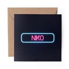 1 X Blank Greeting Card Neon Sign Design Niko Name 352339