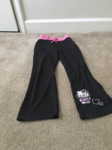 Hello Kitty Girls Jogging Track Yoga Pants Size 6 Black Pink White - Picture 1 of 9