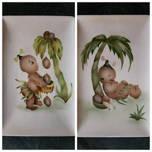 VINTAGE ANTIQUE ISLAND BOY WALL PLAQUES ~ 13" X 8.5" ~ (02/25/1961)  BN ARVIDSON - Picture 1 of 8