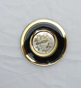 Vintage 24KT Goldfelge schwarz 4" Chokin Art limitierte Auflage Teller Vogel - Bild 1 von 5