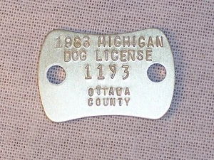 Vintage 1983 Michigan Dog License No # 1193                               XT28 - Picture 1 of 2