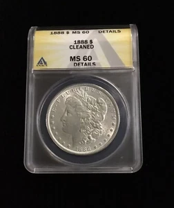 1888 ANACS MS 60 Morgan Silver Dollar US Silver $1 Coin *Details* *Cleaned* - Picture 1 of 2