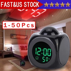 LED Projection Alarm Clock Digital LCD Display Voice Talking Weather Snooze USB - Picture 1 of 21