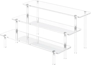 Elevadores de exhibición de acrílico de 3 niveles, soporte organizador de perfumes grande, transparente - Imagen 1 de 7