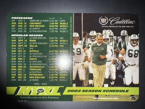 2003 NEW YORK JETS NFL FOOTBALL SCHEDULE MAGNET CADILLAC - Picture 1 of 1
