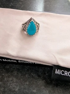 Carolyn Pollack 925 Sterling Silver Turquoise Ring Size O - Picture 1 of 5