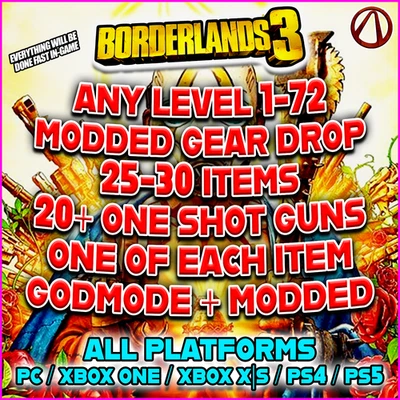 Borderlands 3 Level 1 - 72 Godmode Modded Weapons + Items Xbox X/S PS4 PS5 PC