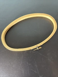Vintage Embroidery Hoop Oval 9x5 Inches Wooden Frame - Picture 1 of 4