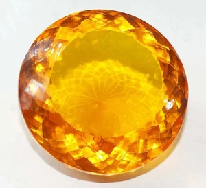Piedra preciosa suelta certificada brasileña corte redondo citrino amarillo natural 200+ quilates - Imagen 1 de 9