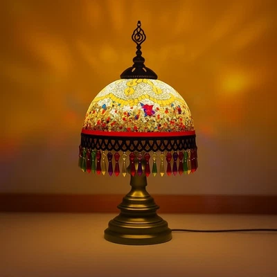 Beautiful Turkish Mosaic Stained Glass Bedside Table Lamp - Image 1 of 2