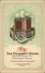 Greenville,SC Poinsett Hotel South Carolina Postcard - Picture 1 of 2
