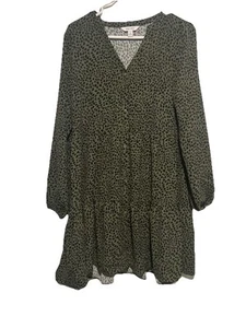 Vestido manga larga estampado animal oliva Nine West talla pequeña - Imagen 1 de 4
