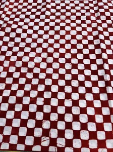 Batik 1 Yd Red And White Check New - Picture 1 of 6