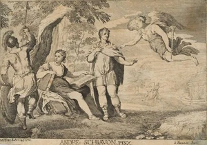 BRENNER (*1708) nach SCHIAVONE (*1510), Ruhm des antiken Dichters, KSt. - Picture 1 of 4