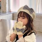 Knit Hat Woolen Solid Color Girl Beret Bow Children's Gloves Children's Caps